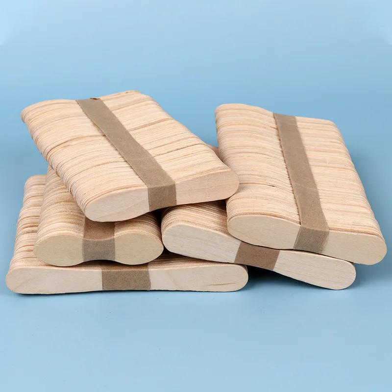100 unidades de palitos de madera desechables para depilación con cera, tipo depresor de lengua, para eliminación de vello corporal