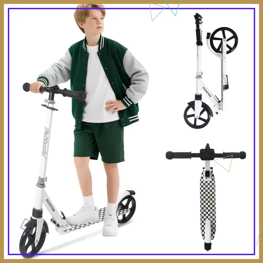 

Kick Scooter for Kids 6+ Teens Adults, 220LB Capacity, Front Shock Absorber, Adjustable Handlebar, 8" Wheels