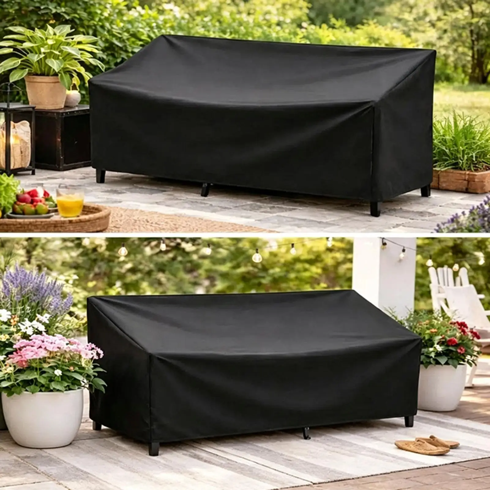 uv resistant waterproof bench cover dust rain shielding fabric furniture protector for long outdoor bench placed in garden