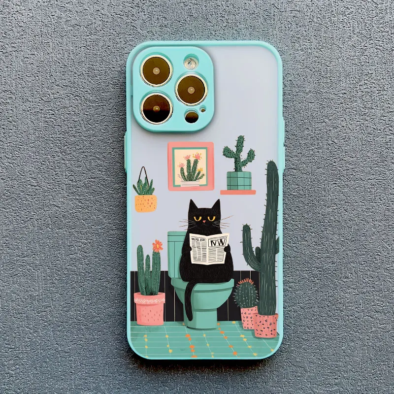Schöne Cartoon-Katzen-Handyhülle für iPhone 17 16 15 Pro Max Plus 11 12 13 Mini 14 Pro Max XR XS X stoßfeste Rückseite – Detail 2