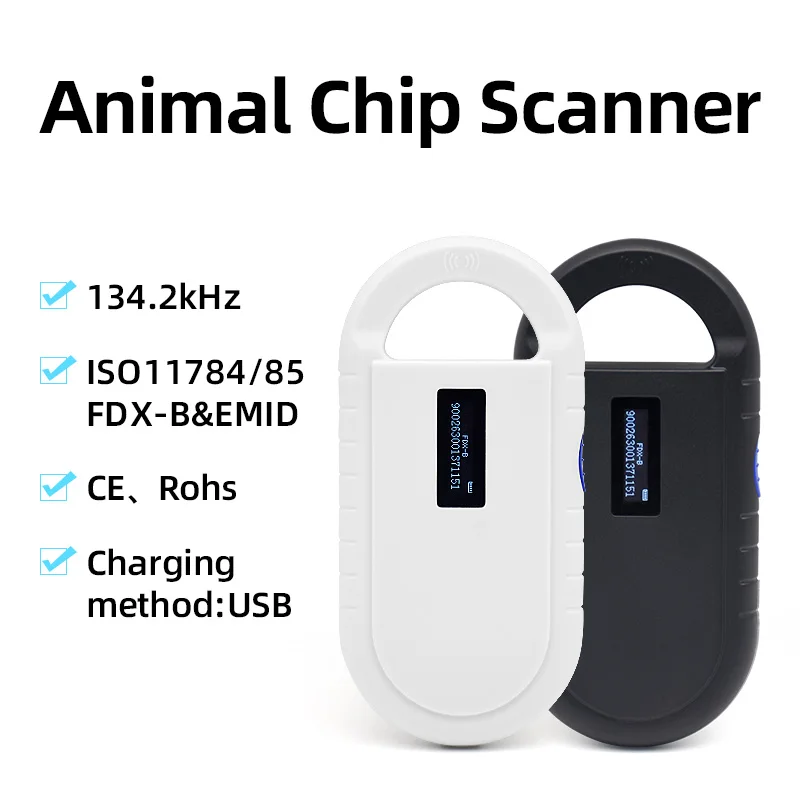 Rechargeable RFID Card ID Reader ISO11784/5 Pet Scanner 134kHz 125kHz Chip Transponder USB 2.0 Microchip Scanner For Animals