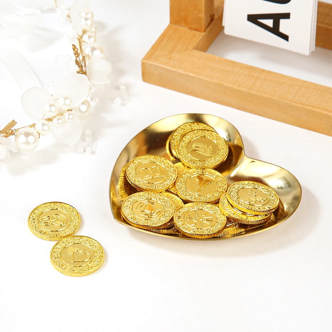 13 Pcs Wedding Arrhae Arras de Boda Cristiana, Heart Plate Arrhae Wedding Coins Set for Ceremony, Decoracion para Boda