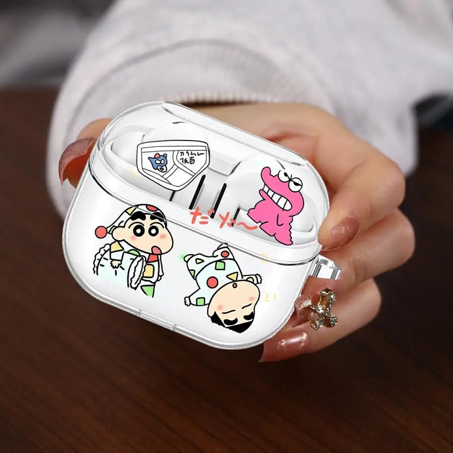 Case For Samsung Galaxy Buds 3 FE 4 Pro 2 Live 4Pro 2Pro 3Pro Clear Earphone Cases Cover With Hook Cute Crayons Shinchan view 6