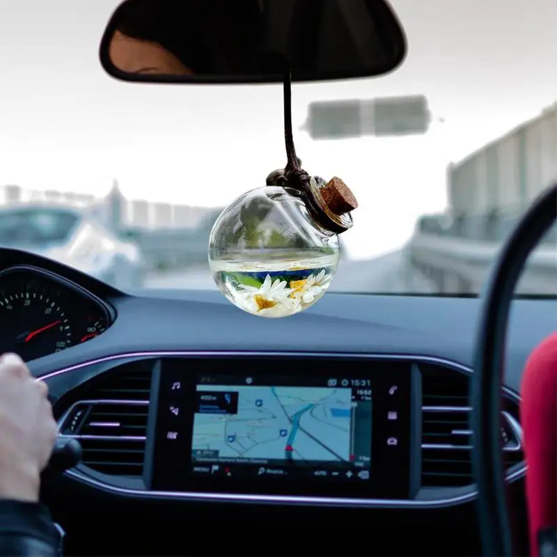 Car Hanging Diffuser Car Decoration Air Freshener Bottles Glass Empty Bottles Aromatherapy Fragrance Rearveiw Mirror Pendant