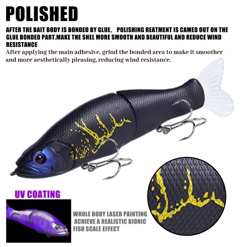 

SAMOLLA Jointed Swimbait Two Section Bionic Pencil 135mm 30g Slow Sinking Hard Bait Uv Coated For Freshwater Saltwater Fishing