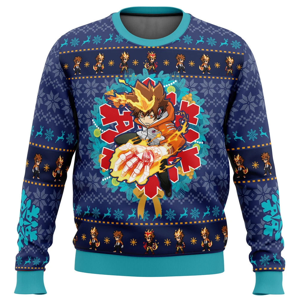 With This Hand,With These Flames Katekyo Hitman Reborn Ugly Christmas Sweater Gift Santa Claus Pullover Men 3D Sweatshirt And