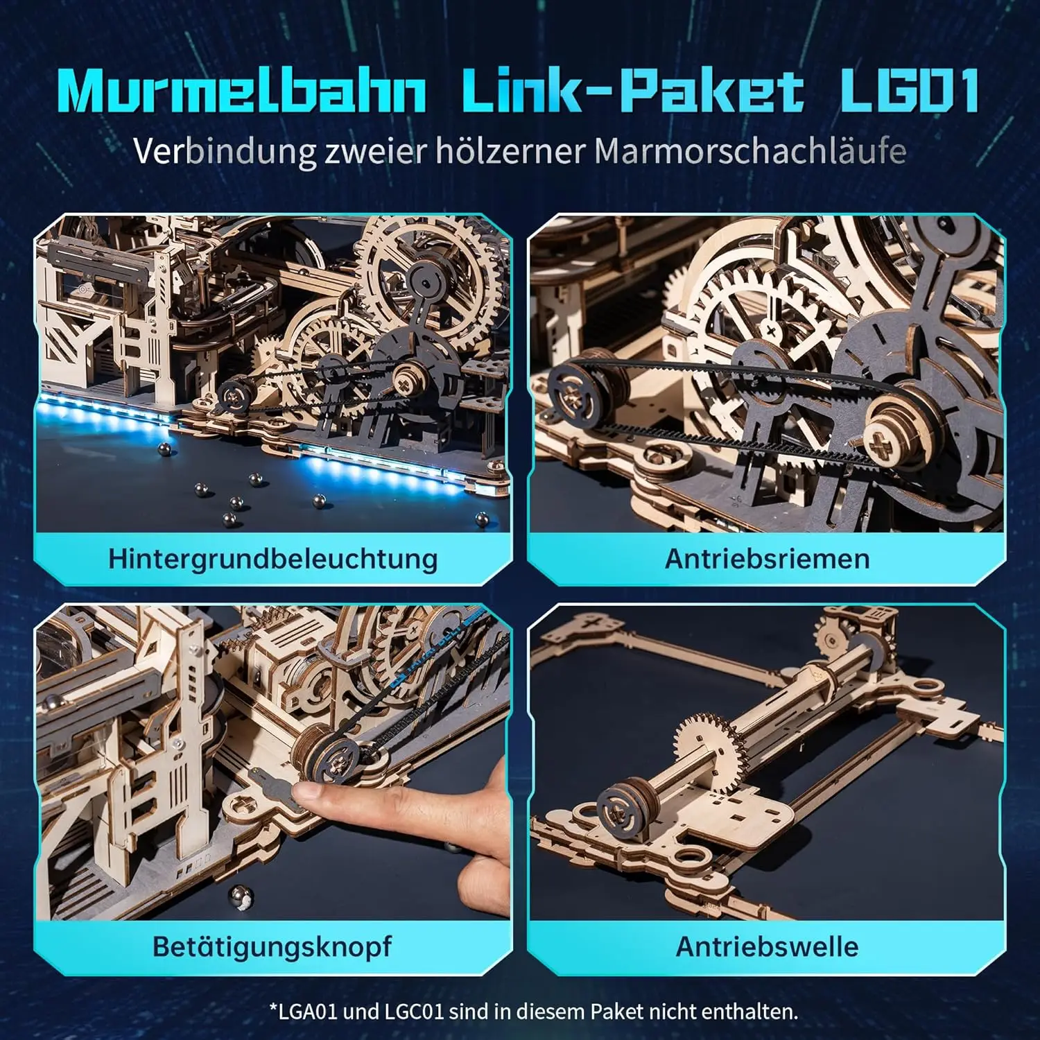 Pacchetto Link Run in marmo per Marble Night City LGA01 e Marble Spaceport LGC01, puzzle in legno 3D Kit modello per adulti per costruire regali