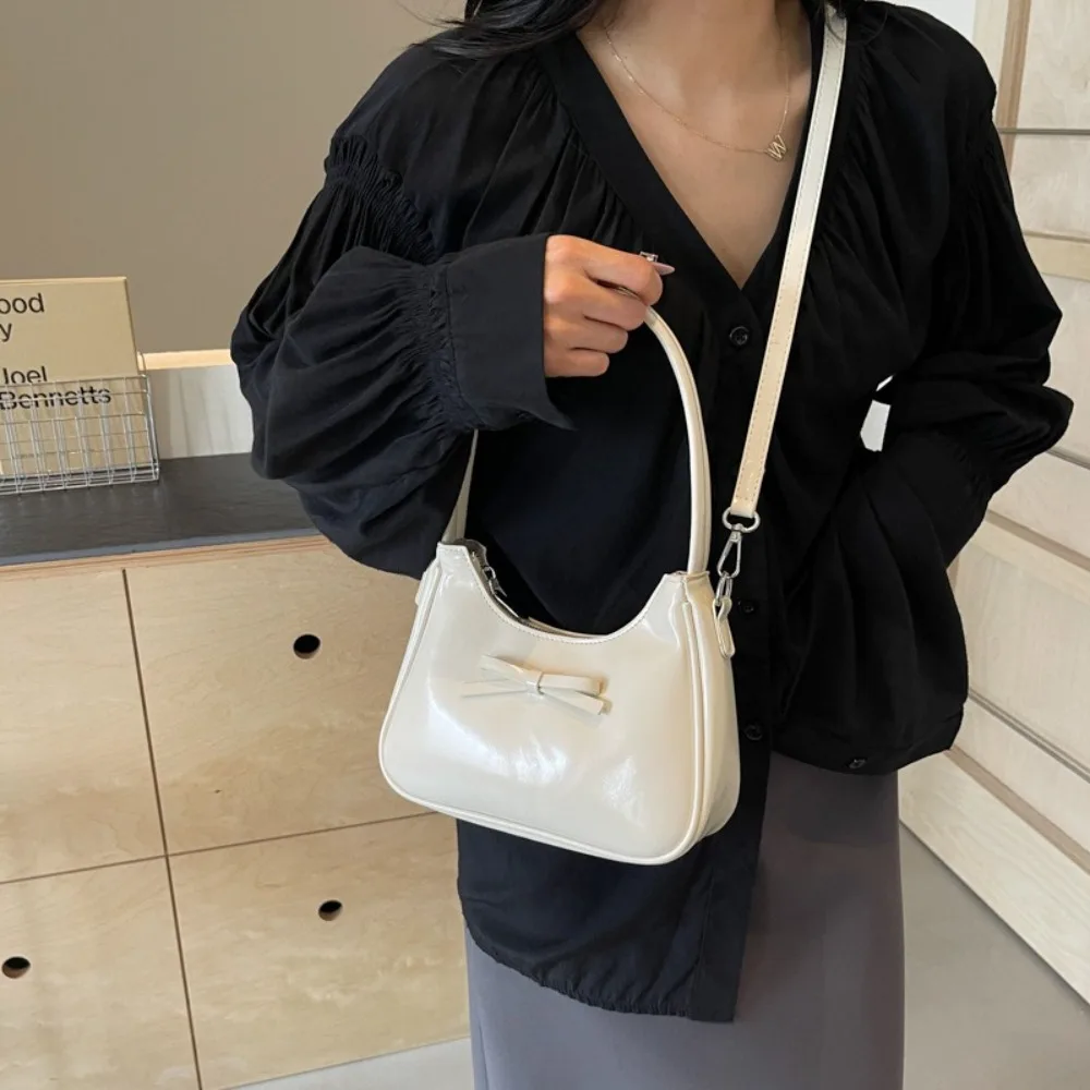 

Fashion Y2k Bow Shoulder Bag Solid Color PU Leather Bowknot Crossbody Bag Messenger Bag Korean Style Women Handbag Daily