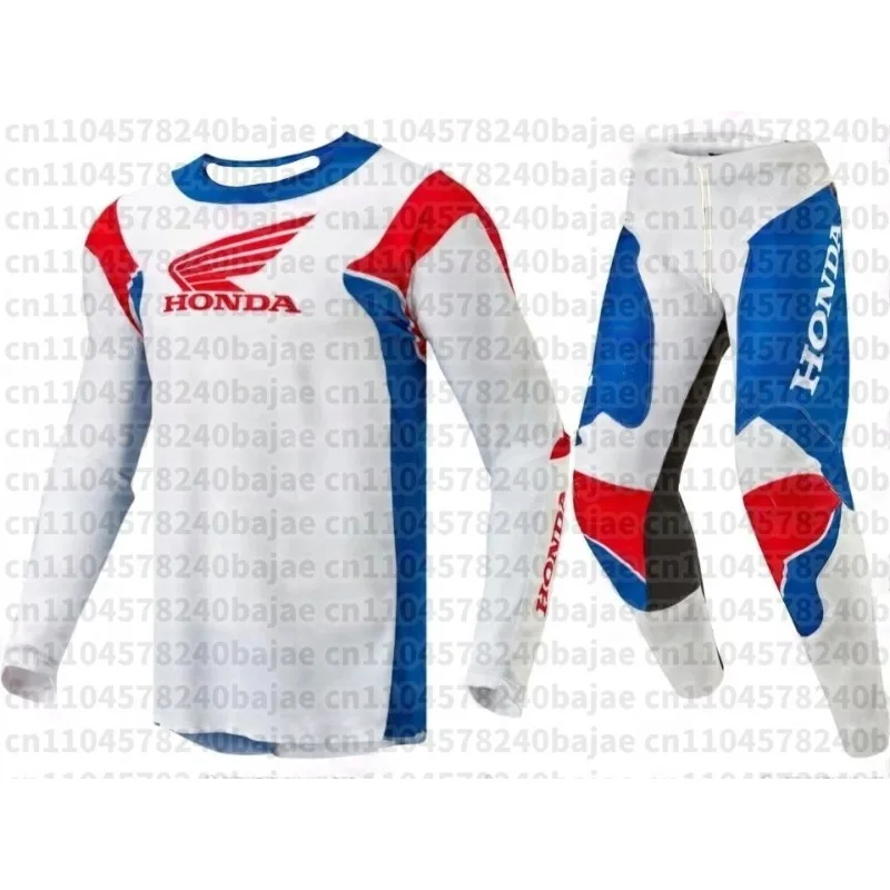 2026 هوندا على الطرق الوعرة دراجة نارية الملابس موتوكروس جيرسي طويلة الأكمام وسراويل مجموعة MX مجموعة تروس ATV الترابية دراجة دعوى تنفس #3