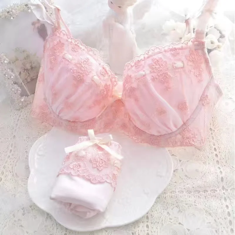 Japanese Style Super Cute Bra & Panties Set Soft Sister Underwear Sleep Intimates Set Sweet Kawaii Lolita Oversized 2 Colors