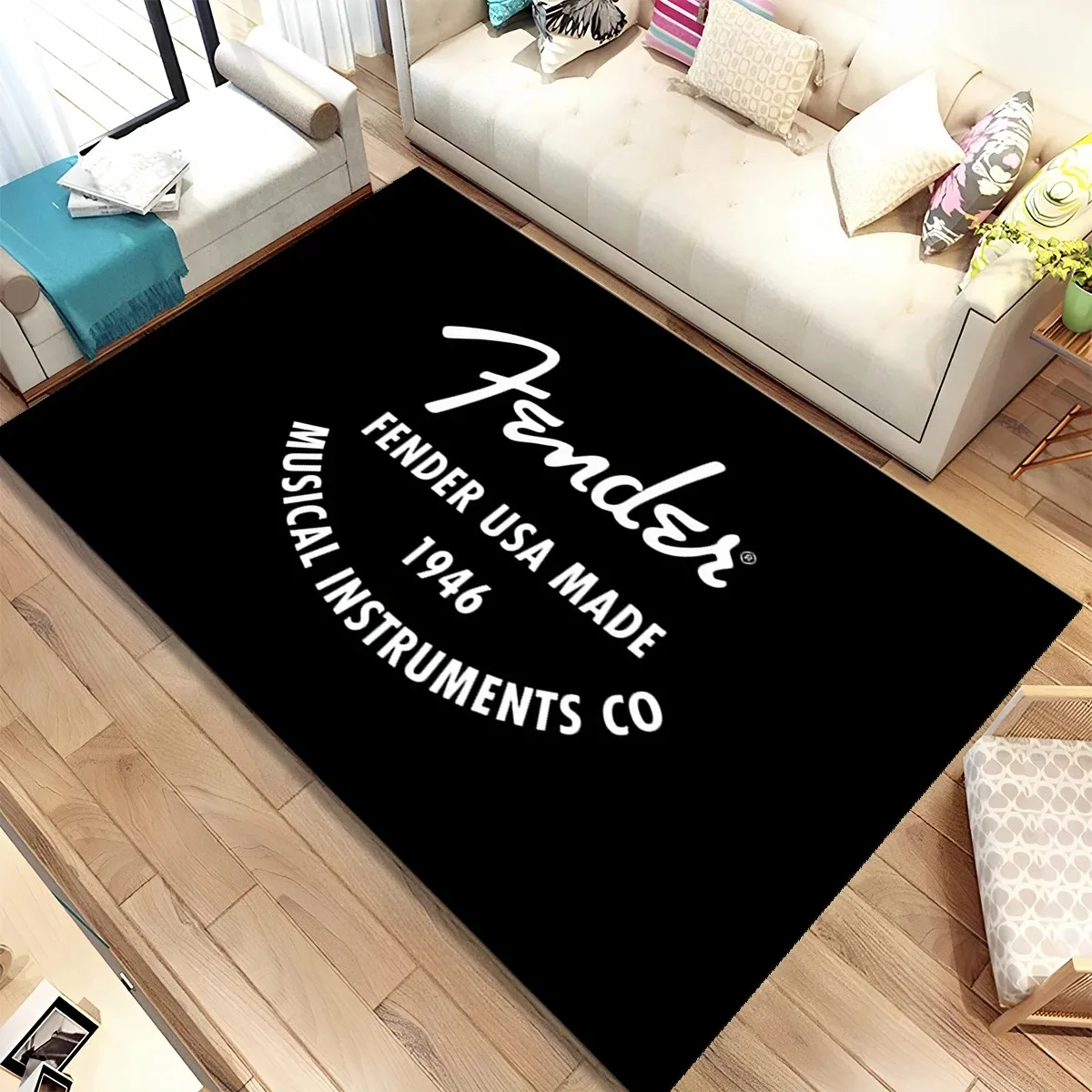 3D Guitar Bass Instrument Fender Music Sign Carpet Rug for Living Room Bedroom Home Sofa Decoration Kids Non-slip Floor Mat