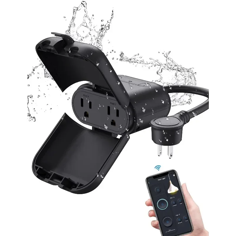 ELEGRP UL listed Ip66 WiFi outdoor smart power plug socket string light waterproof smart socket