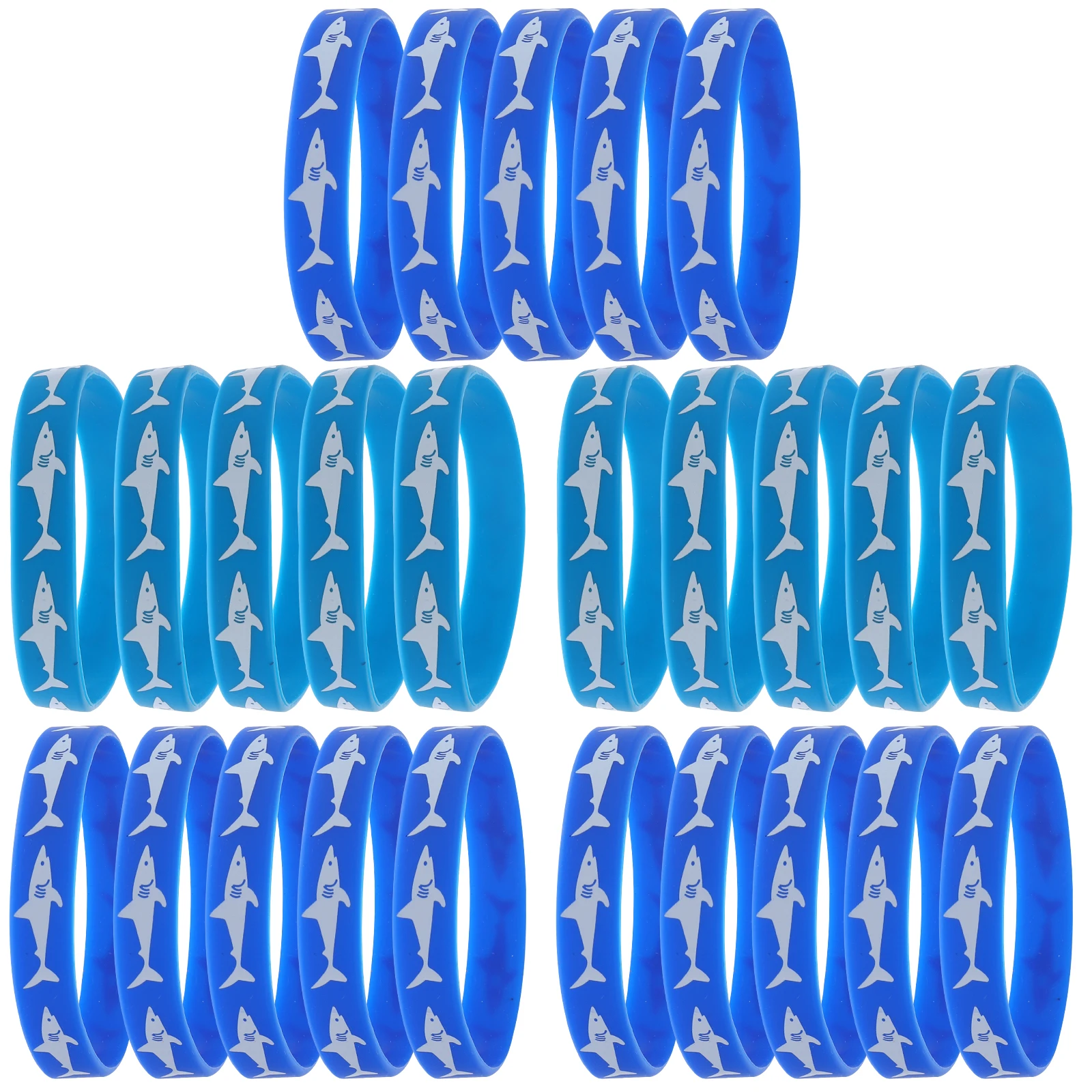 

25pcs Customized Silicone Bracelet Birthday Decoration Soft Shark Wristbands Straps Party Accessories