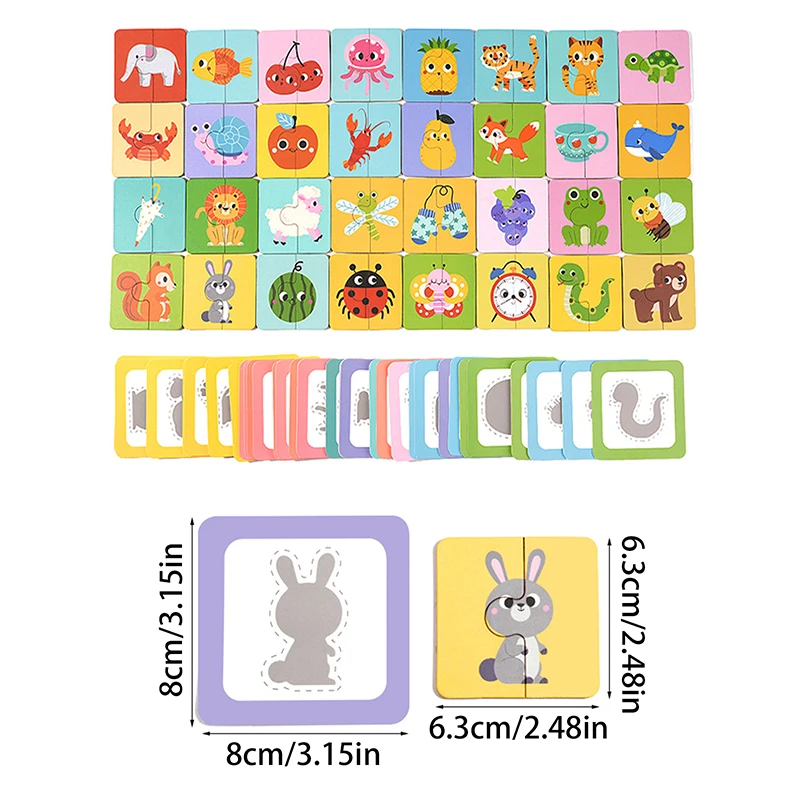 เกมกระดานจับคู่รูปทรงมอนเตสซอรี่ ของเล่นไม้ ค้นหาภาพที่เหมือนกัน รูปสัตว์ ผลไม้ บล็อกปริศนา ของเล่นเสริมพัฒนาการสำหรับเด็ก