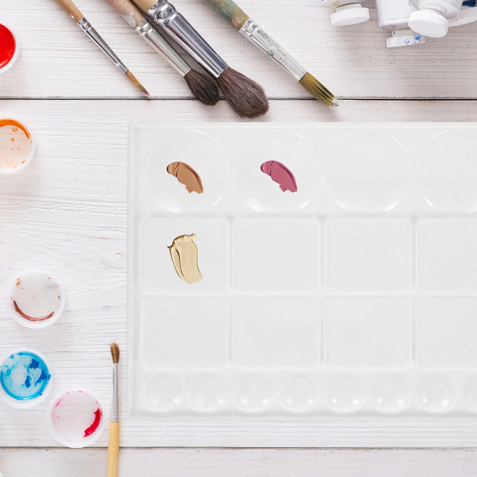 3Pcs Pigment Mixing Trays Large Capacity Art Organizer Stackable Color Mixing Pallet for Artists Students Crafts
