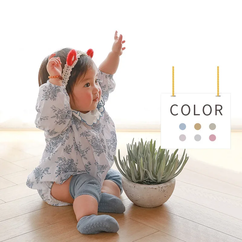 New Children Knee Pads Baby Floor Socks Infant Baby Anti-slip Crawling Sports Protection Toddler Socks Set For 0-3Y Leg Warmers