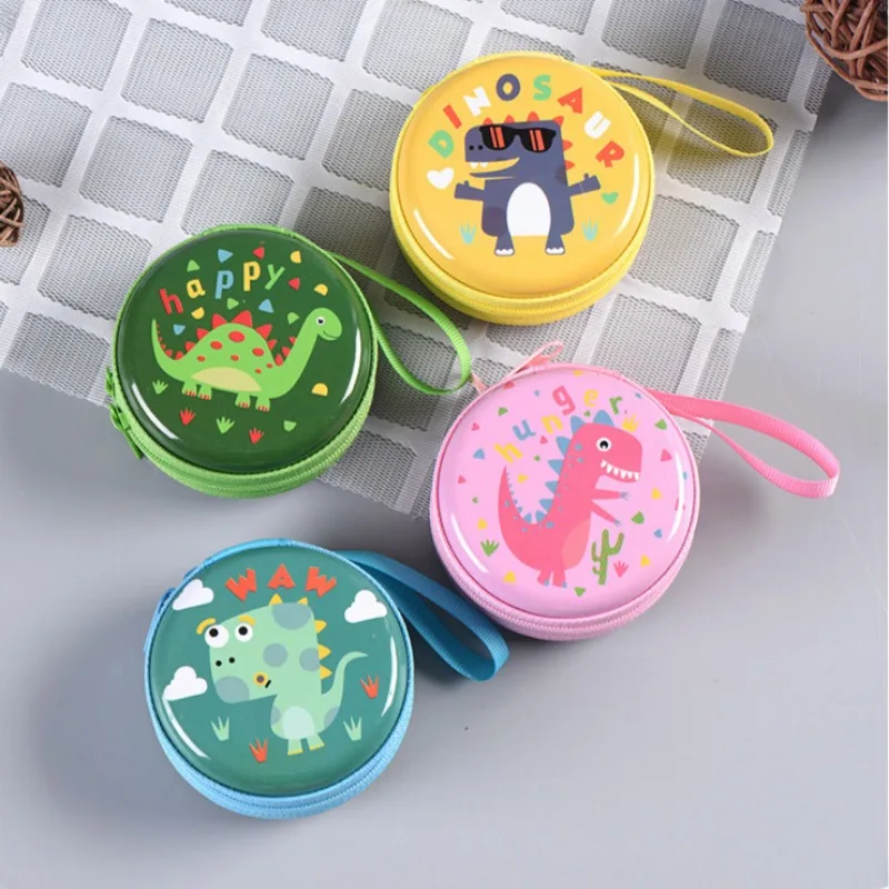 Cute Cartoon Dinosaur Coin Round Purse Key Plus Mini Bag Children Boy Girl Earphone Box Bags Small Wallet Kids Favorite Gift