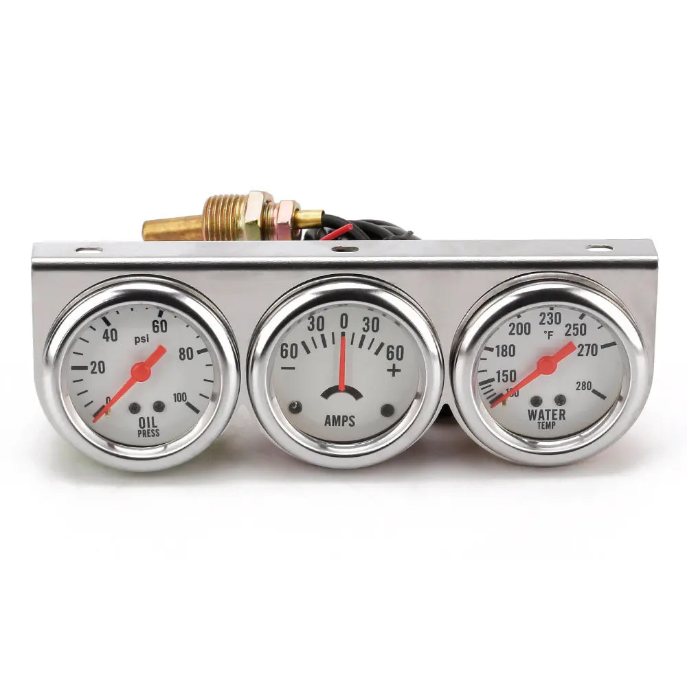 Automobile modification mechanical instrument oil pressure, water temperature and current three meters 12V universal 2 inch 52mm
