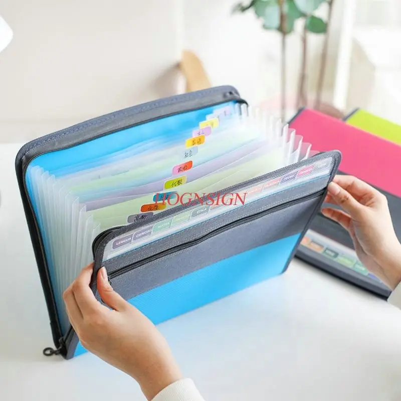 A4 zipper organ bag 13 grid , simple multi-layer classification folder, office storage file bag