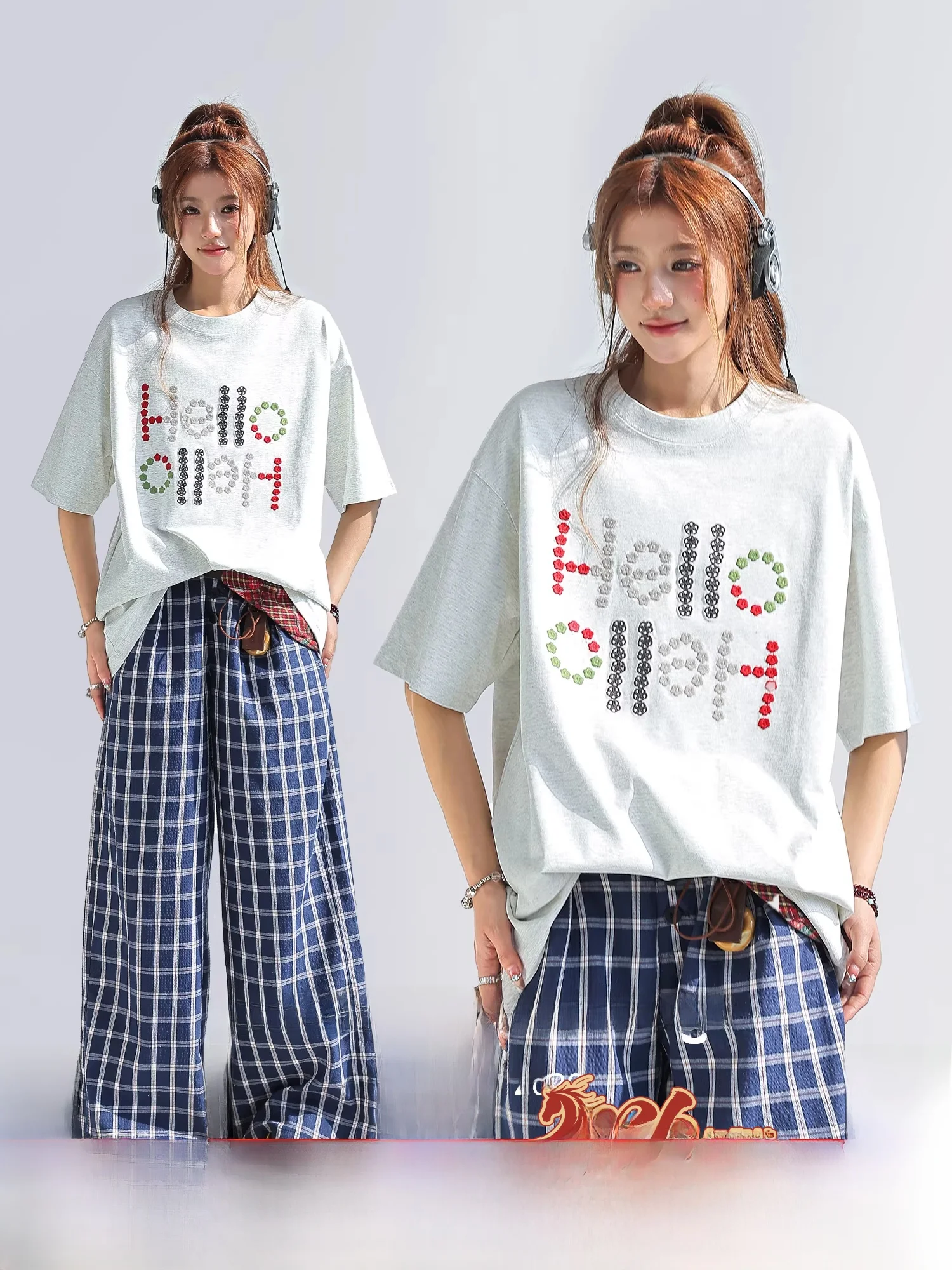 

Korean Sle Floral Embroidery ort Sve Women's T-irt Summer round Ne Loose Fit Top Casual Breathable Lightweight Tee