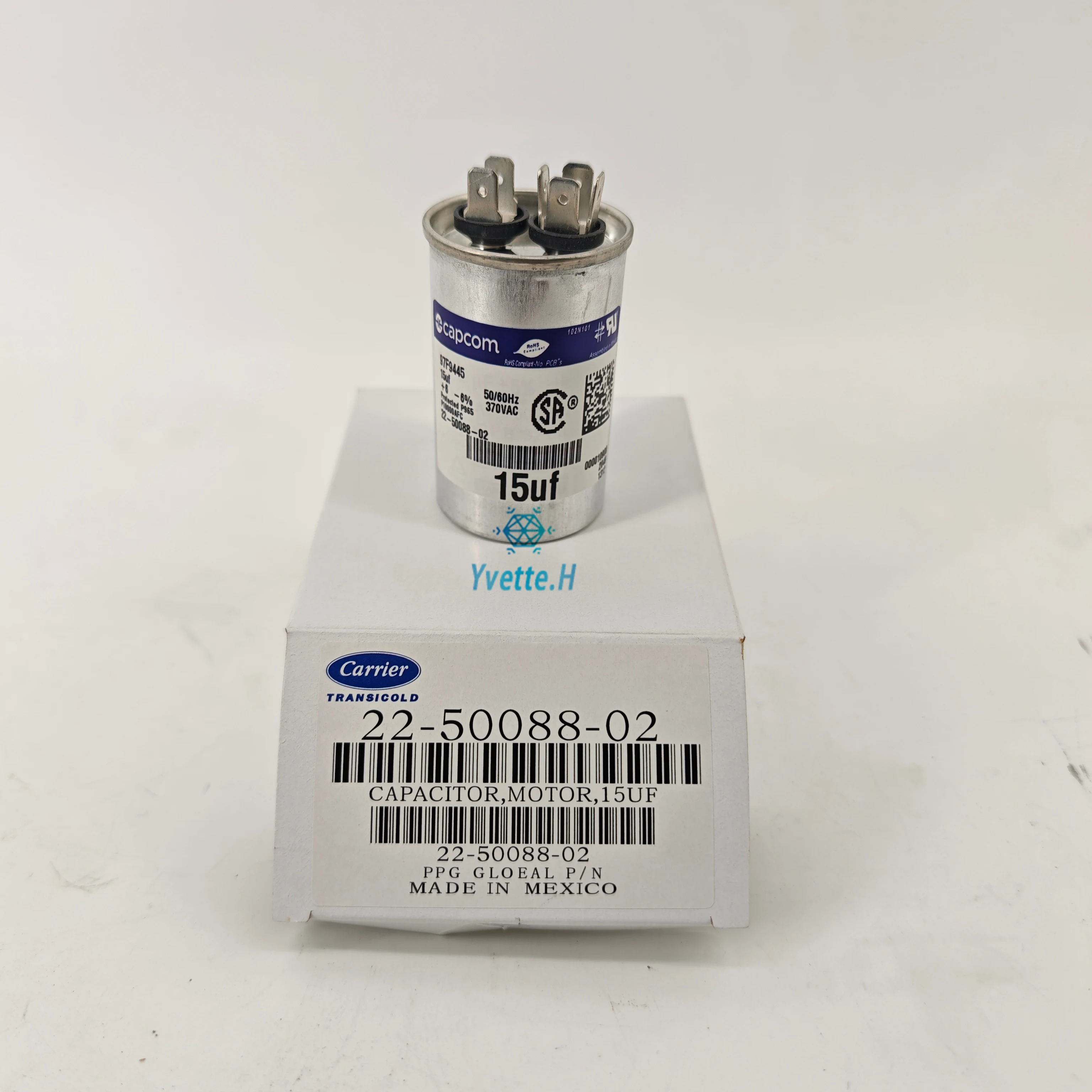 Refrigeration Parts Spare 22-50088-02 Capacitor Motor 15UF 7.5x7.5x8cm for Carrier Transicold