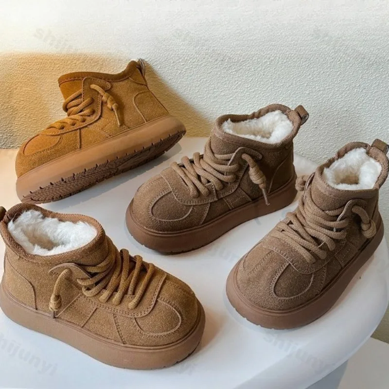

Children's Retro Warm High Top Casual Snow Cotton Shoes 2025 Winter Boys' Soft Comfortable Versatile Fashion Plush Chunky Boots