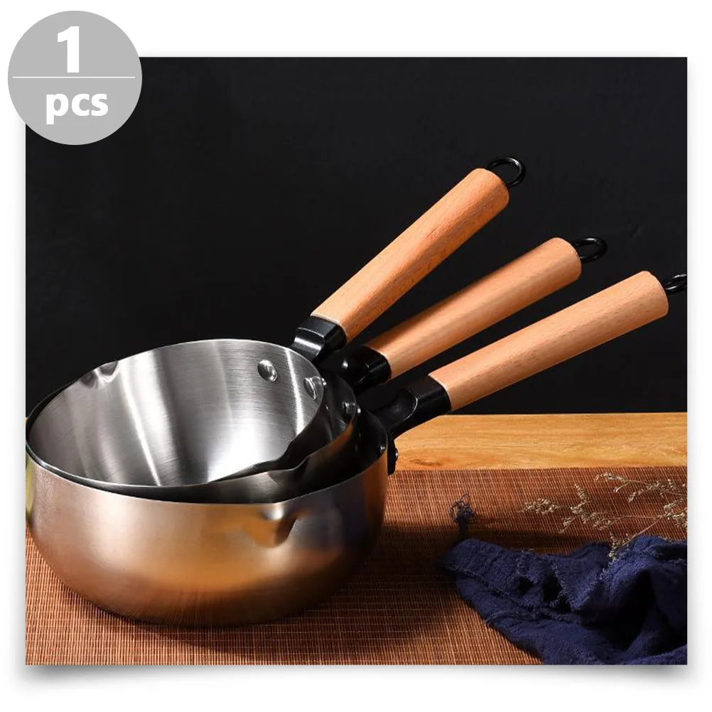 

1Pcs Practical Milk Pan Thickened Non-Stick Sauce Pot Leak-Proof Handle Heating Pot for Food Soup Instant Noodles