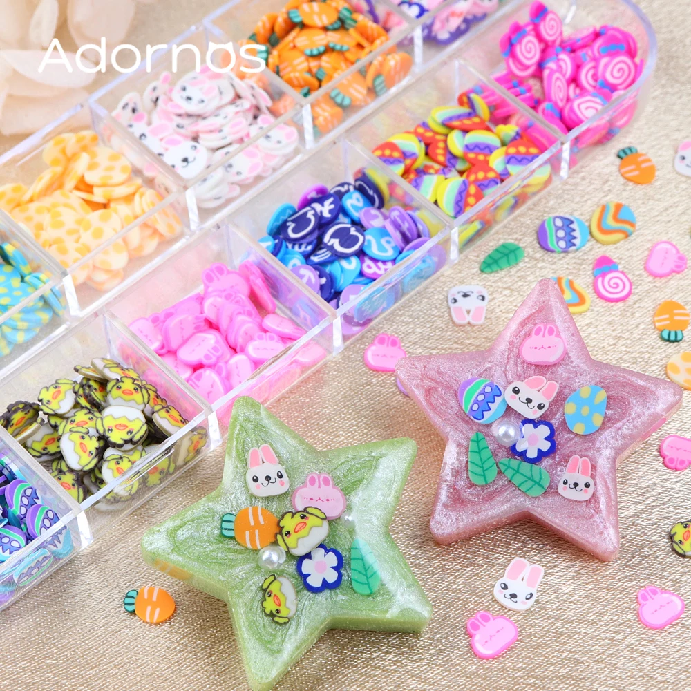 Easter Day Polymer Clay Epoxy Filling Accessories Colorful Eggs Bunny Carrot Soft Clay Slices DIY Pendant Necklace Crafts Making