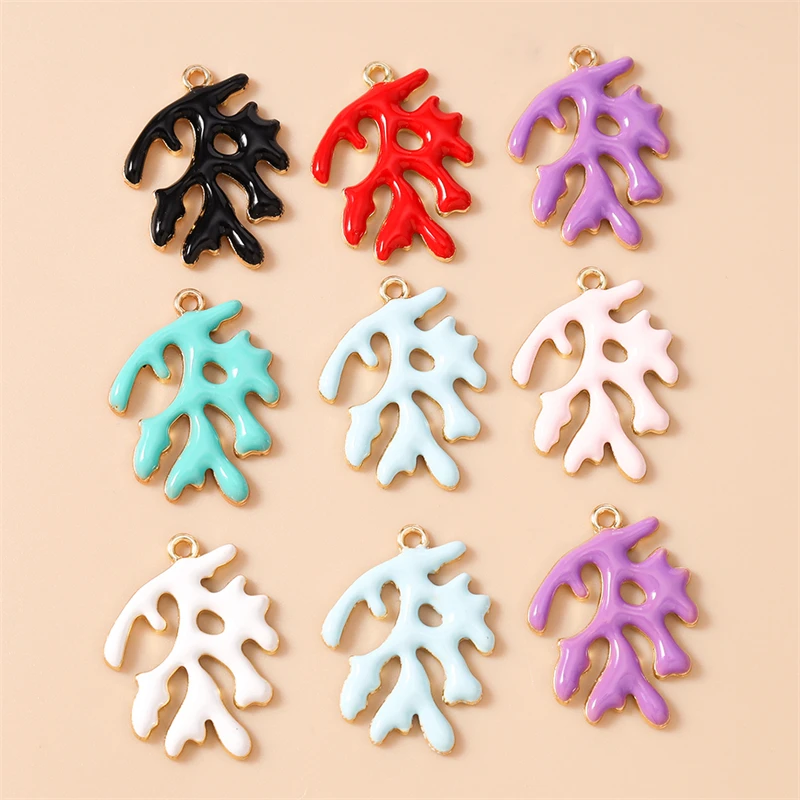 20 Stück 20 x 27 mm niedliche Emaille-Meereslebewesen-Korallen-Charms-Anhänger für Schmuckherstellung, Halskette, Ohrringe, Armband, DIY-Bastelzubehör – Detail 2