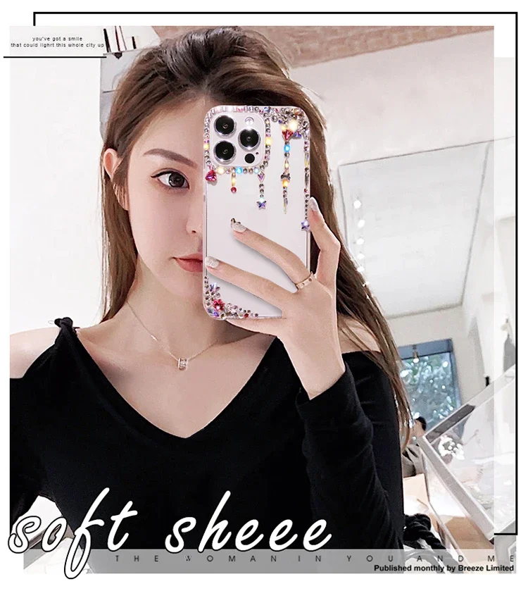 Rhinestone Phone Case for Huawei Honor, Luxury Diamond Bling Cover, 70 80 90 100 Pro Lite 8X 9X X40i X50i, Fashion