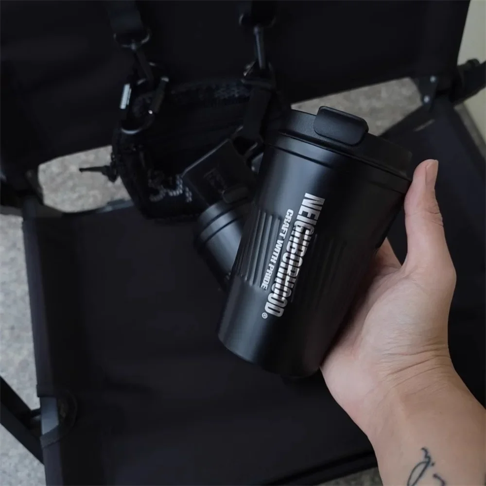 Nbhd matte matte black camping style thermos cup winter handy cup simple coffee niche stainless steel cup