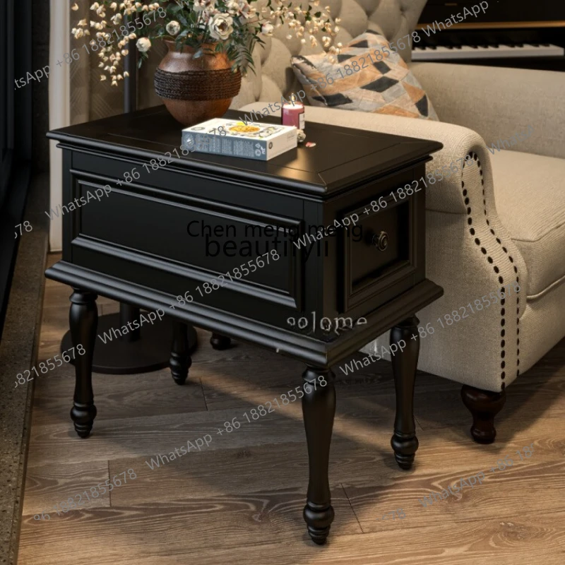 

American solid wood small square table, modern simple living room sofa corner table