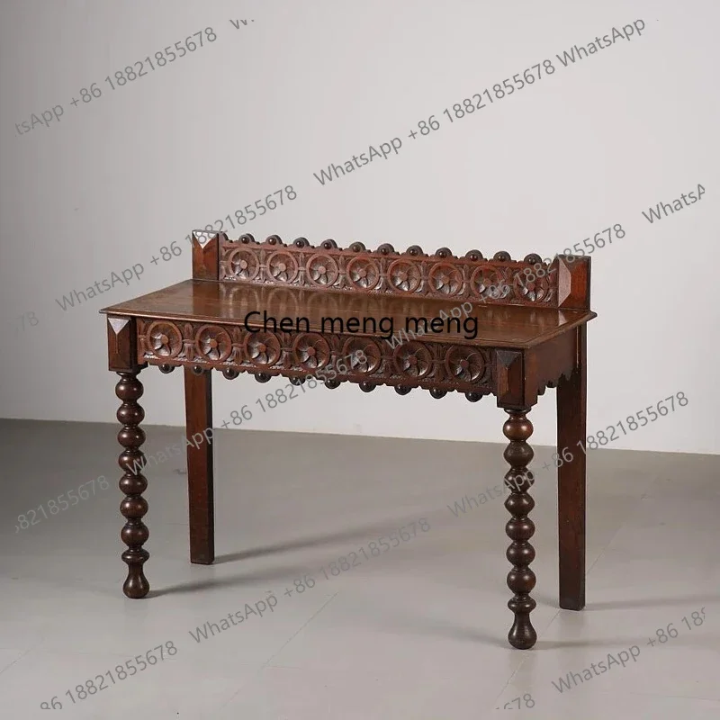 Medieval nostalgic solid wood desk carved western study desk of the Republic of China retro European side table