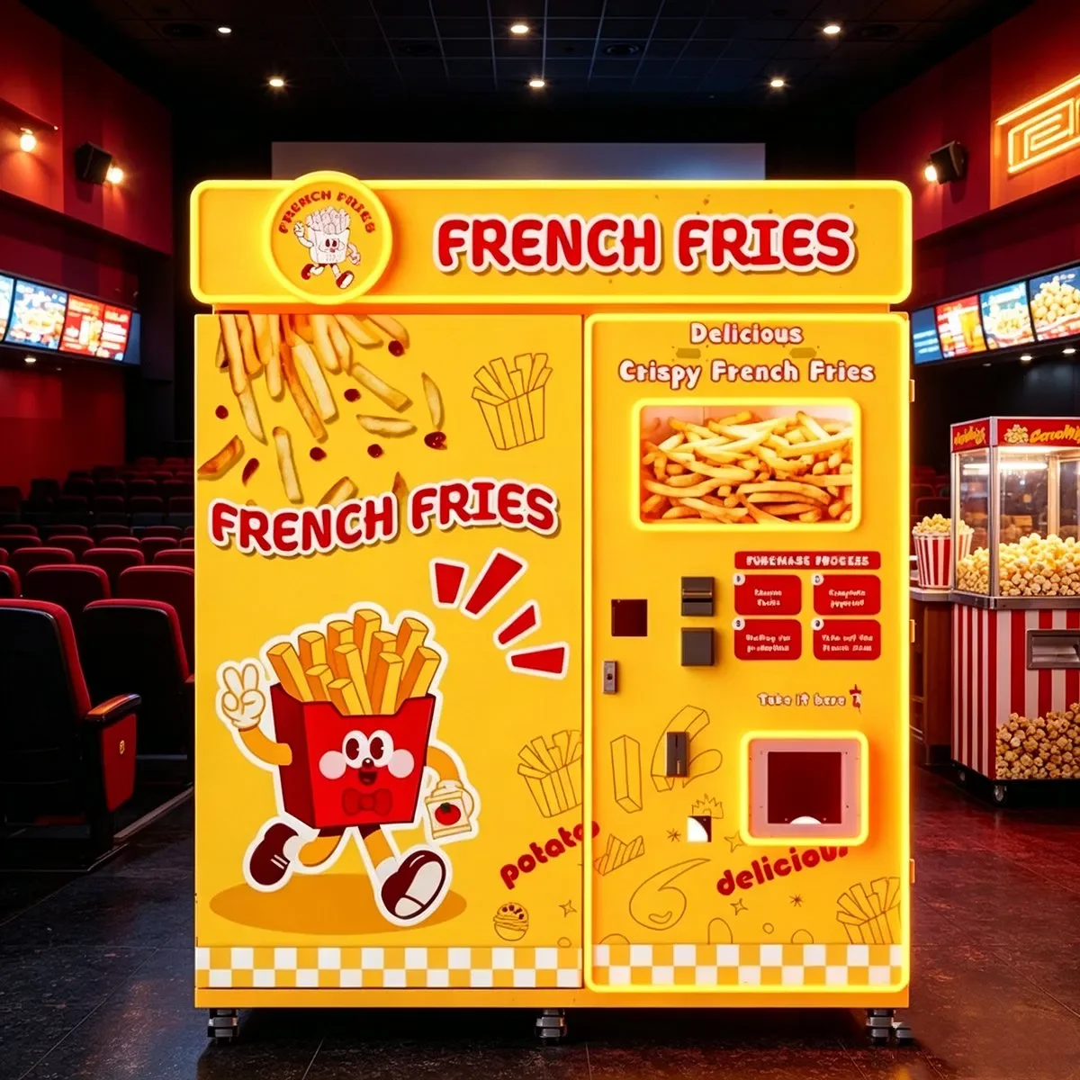 Commercial Automatic Fries Vending Machine Smart Self Service Fast Food Kiosk Touch Screen Cashless Payment System Hotel Mall