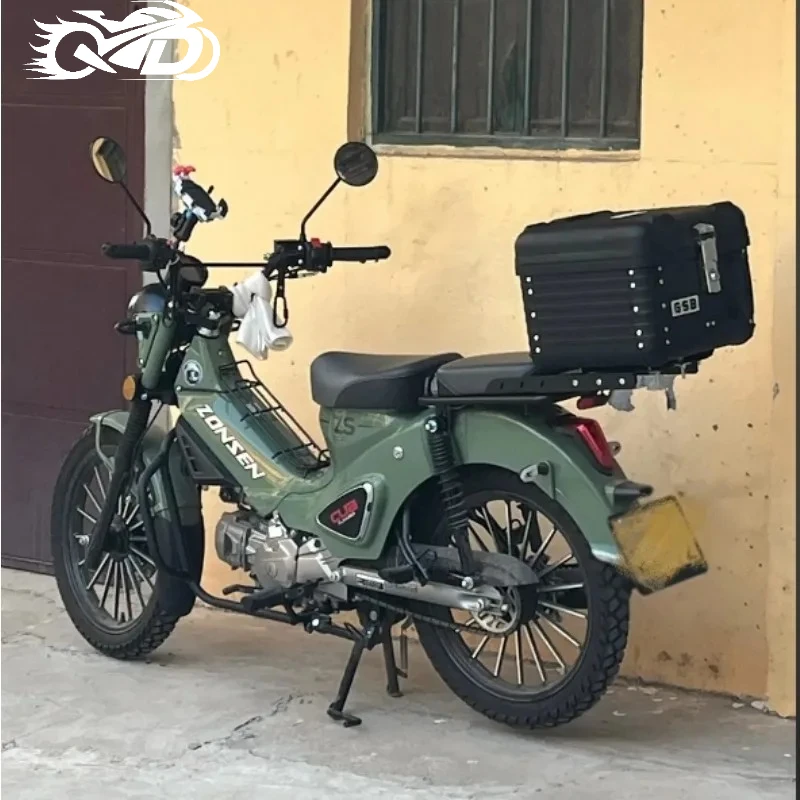 47L زاوية مستديرة دراجة نارية جذع مادة البولي بروبيلين سكوتر دراجة نارية خوذة الأدوات صندوق خلفي مقاوم للماء مع الداخلية ومسند الظهر #4