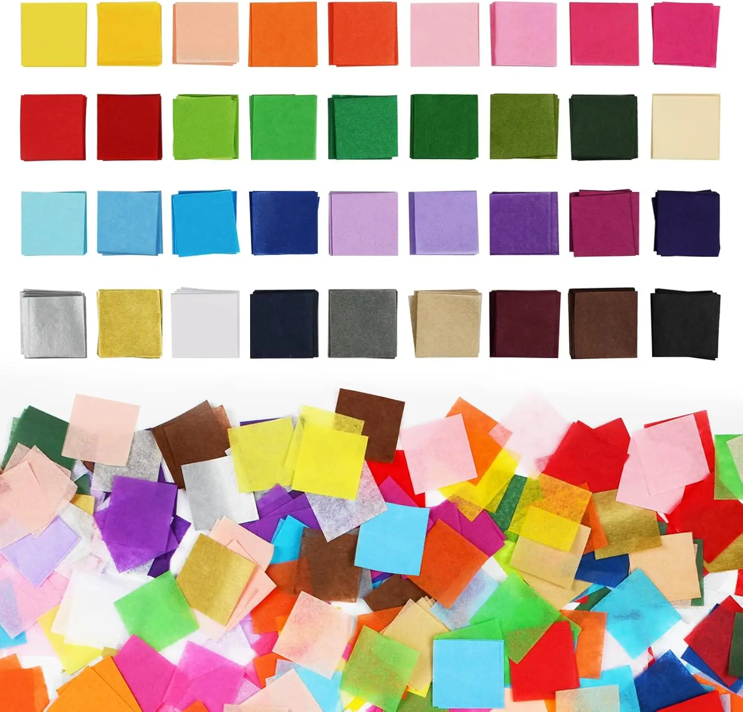 

5400 Pcs 1 Inch Tissue Paper Squares, 36 Assorted Colors for Crafts, Art Rainbow Bulk for Mother's Day, Projects, Collage, Sunca
