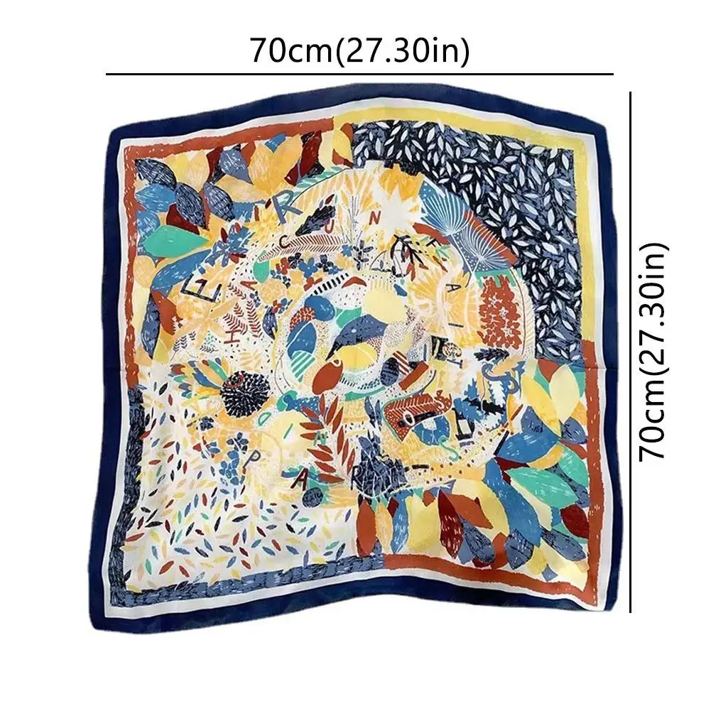 New French Retro 70 Square Scarf for Women, Versatile Summer Sunscreen Silk Scarf, Ins Beach Sunscreen Shawl Headscarf