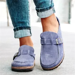 Sandali retrò da donna 2021 estate Slip on Casual comoda fibbia in pelle scamosciata scarpe basse da donna 35-43 scarpe morbide da donna con pantofola piatta