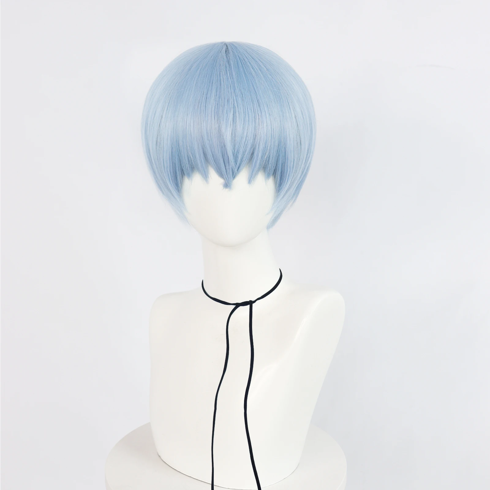 

Synthetic Short Blue Straight Cosplay Wig With Bangs For Carnival Comic Exhibition