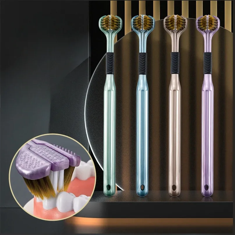 فرشاة أسنان منزلية ذات ثلاثة جوانب، فرشاة أسنان ذات شعيرات ناعمة، فرشاة تنظيف الفم #1