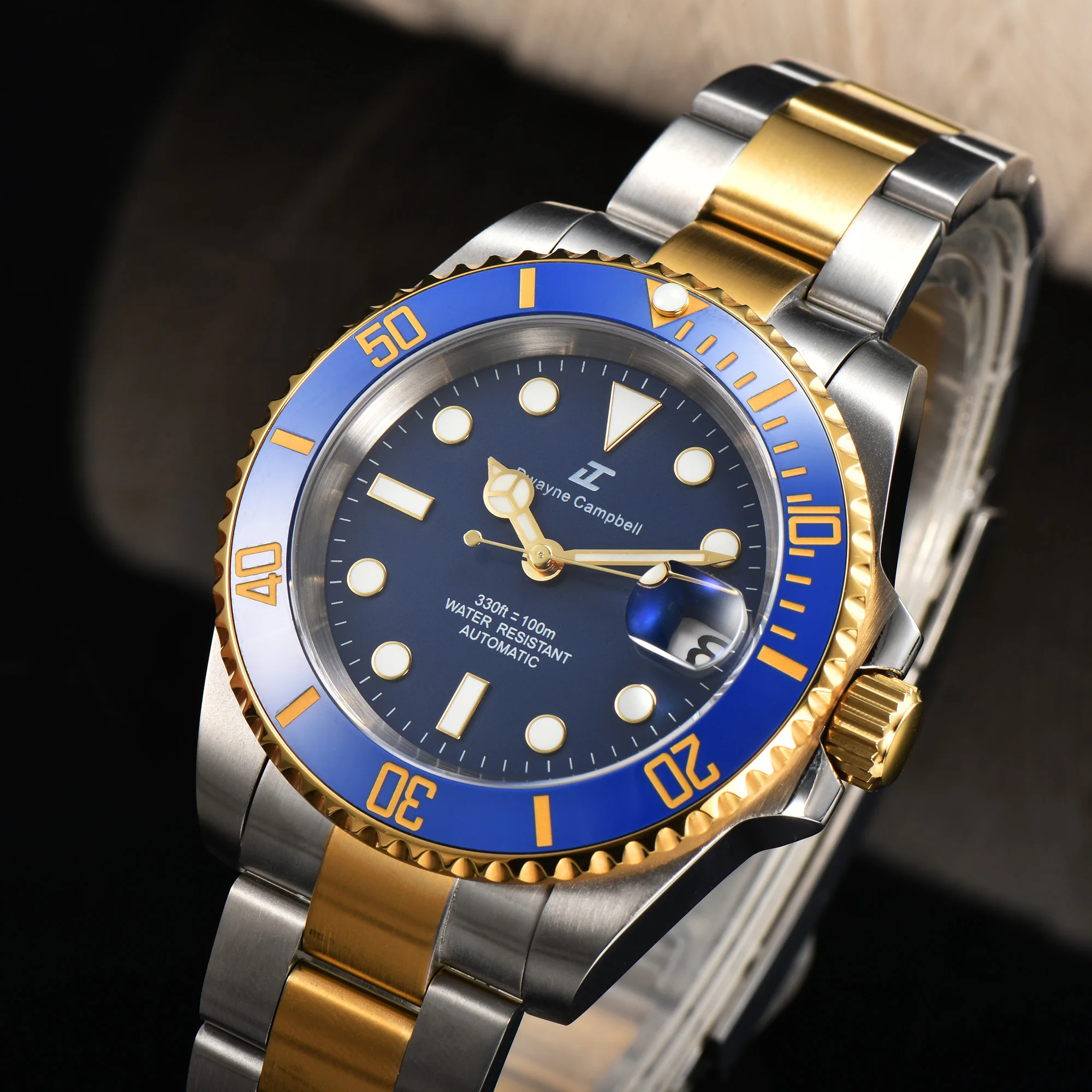 Reloj mecánico de 40,5 mm con movimiento NH35, con cristal de zafiro resistente al agua y correa de acero inoxidable/cauda.