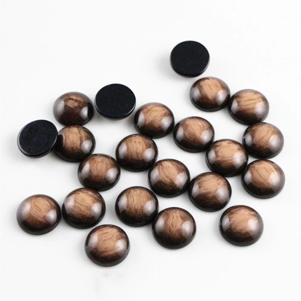 New Fashion 40pcs 12mm Brown Colors Stylish Brushed Style Flat back Resin Cabochons Cameo-V5-07