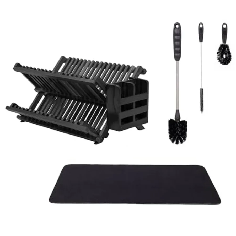 

Teak Dish Rack for Kitchen Use Black - Natural Wood Material with Rust-Resistant Finish