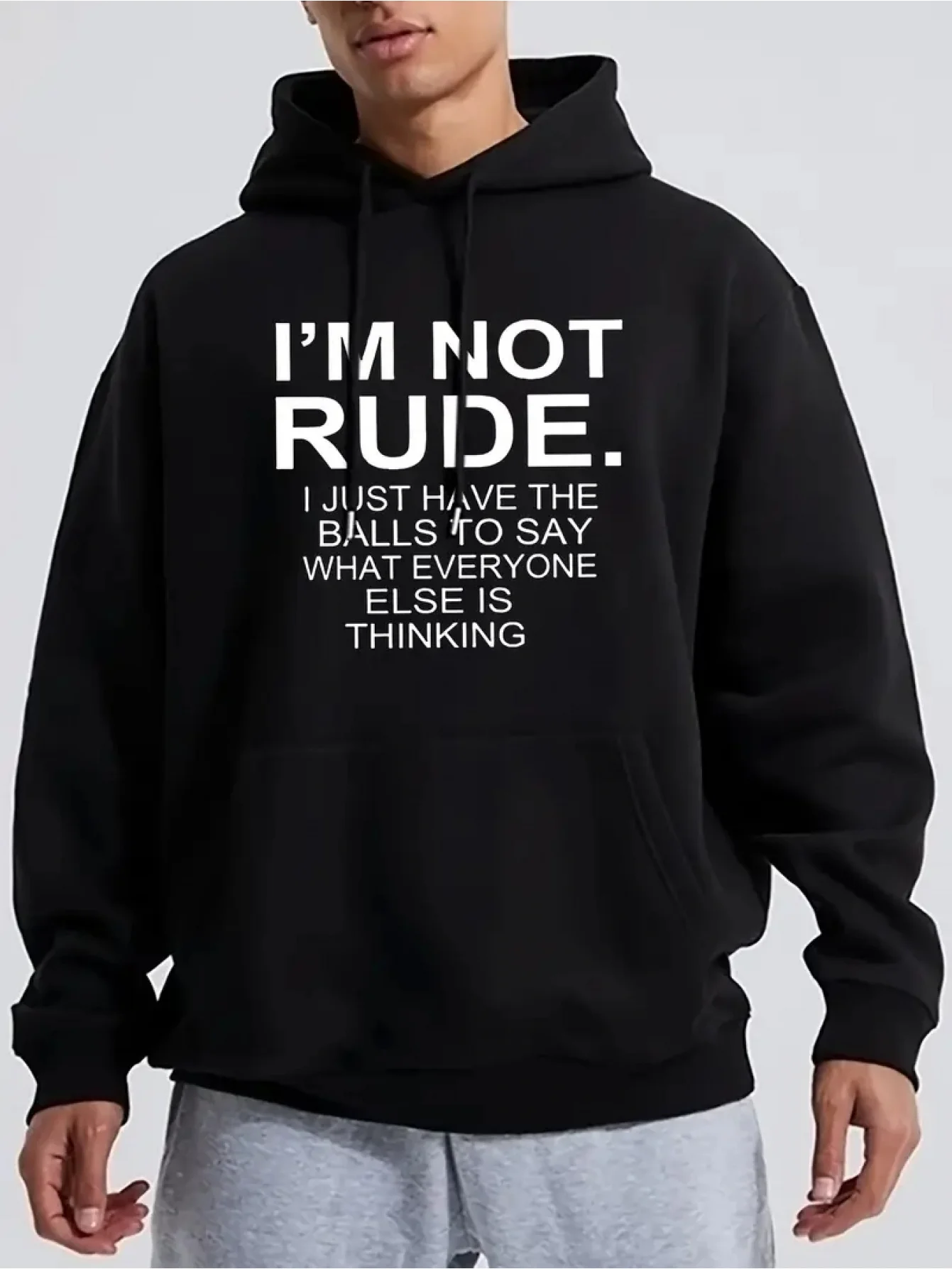 

Мужская толстовка с капюшоном «Я не грубая» — красная, на шнурке, всесезонный комфорт