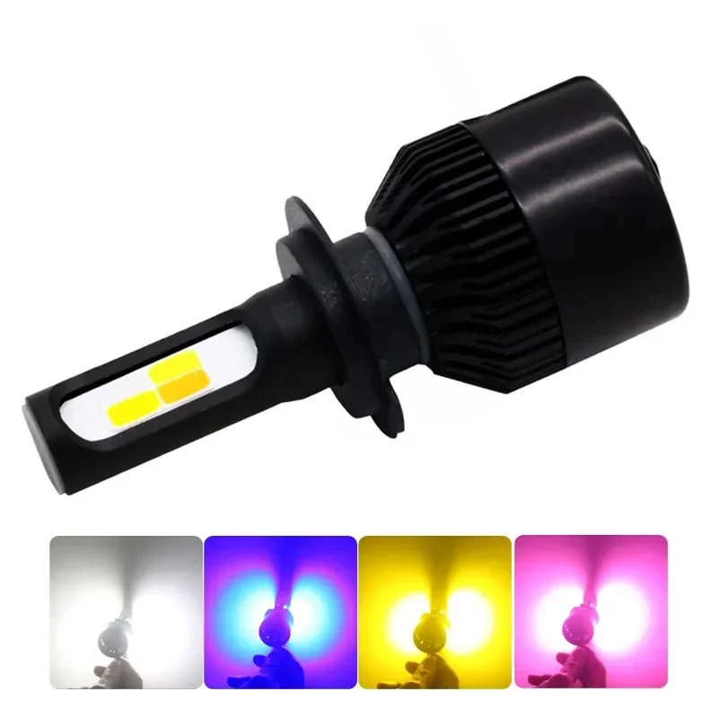 Hot-Selling 4side LED Car Headlight H4 LED H7 red bule yellow and white H11 H3 S2 led headlight car accessories