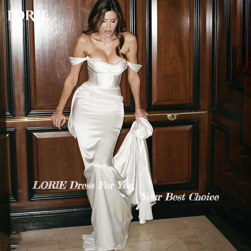 

LORIE Off Shoulder Wedding Dress A-line Mermaid Bride Gown Elegant Backless Corset White Bride Dresses Bobycon vestidos de novia
