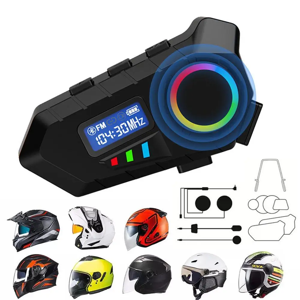 

Мотоциклетный шлем Bluetooth-гарнитура с активным шумоподавлением IPX5 Водонепроницаемый и устойчивый к поту Многоместный домофон