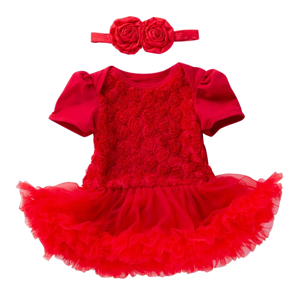 

Baby Girls Summer Princess Gauze Dress Headba Newborn Ruffled Sleeveless Tunic Wedding Party Princess Lace Rose Sundress 0-2 T