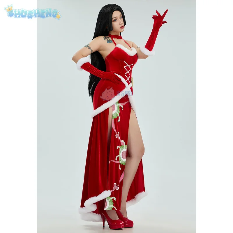 

Sexy Christmas Party Dress Accessory Set Winter Warm High Quality Boa·Hancock suit Anime OP Boaa Hancockk Cosplay Costume Women