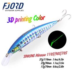 FJORD Luminous 37g 29g 17g Hardcore Sinking Minnow Fishing Lure Treble Hook Hard Baits Jerkbait Sea Long Casting Fishing Items